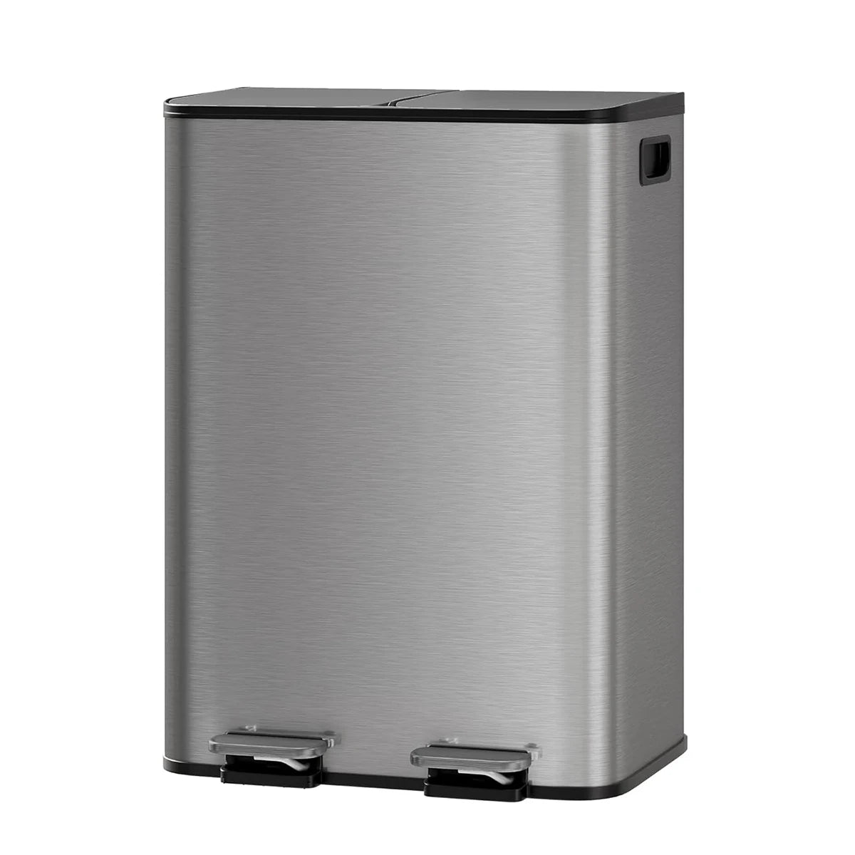 Stainless Steel Dual Trash Can Double Compartment Garbage and Recycling Bin Combo with Lid,Step-On Pedal,Removable Liner Buckets