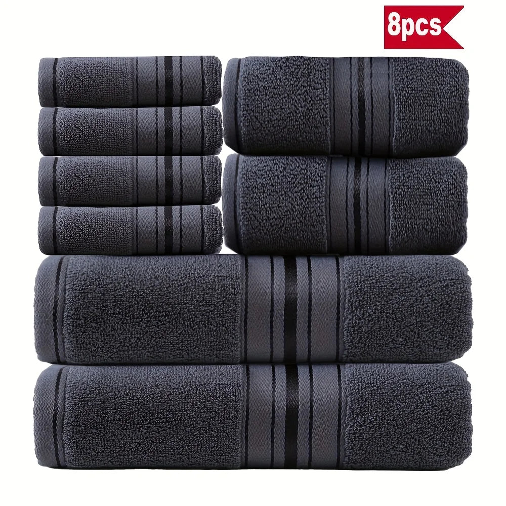 8 Piece Luxury Towel Set – Majestic Plush, Super Absorbent & Quicker-to-Dry, Thick 100% Ring Spun Cotton Towels for Bathroom, Spa & Hotel – 2 Bath, 2 Hand, 4 Washcloths