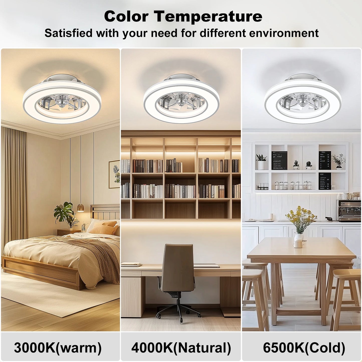 16 Inch Ceiling Fan LED Ceiling Fan Light with Remote Control Infinite Dimming 6 Levels of Wind Speed Living Room Bedroom Chandelier Fan