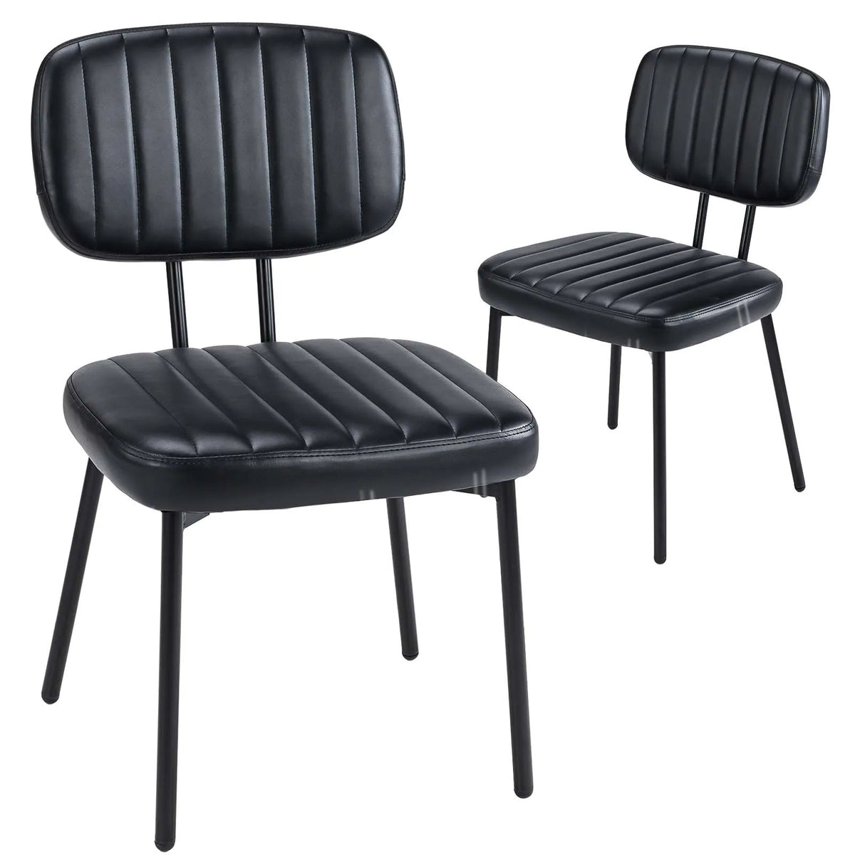 JHK Faux Leather Modern Dining Chairs Set of 2 Ergonomic Lumbar Support Foam Sponge Cushion Seat and Metal Legs for Kitchen