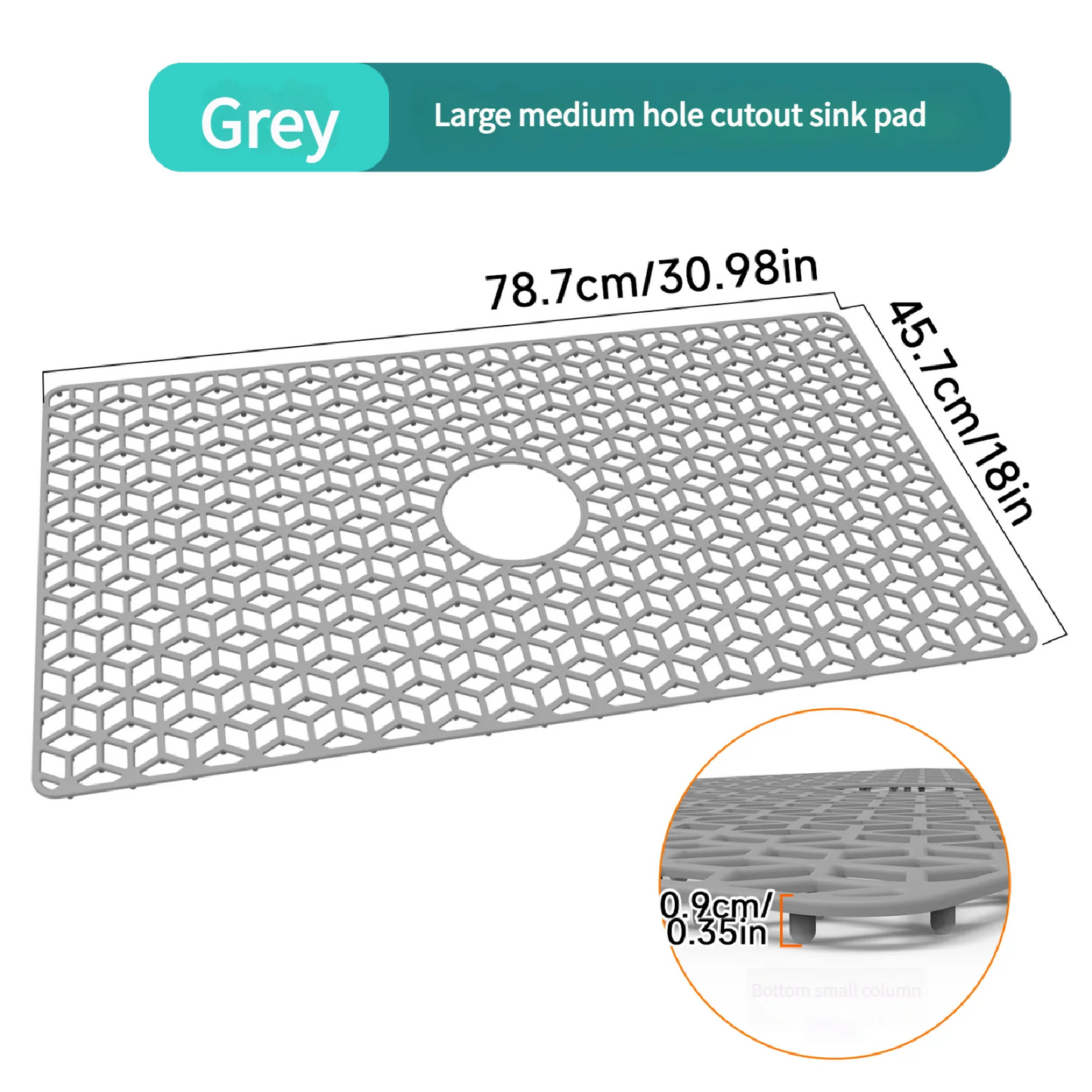78CM Silicone Sink Bottom Scratch-resistant Protective Pad, Hollowed-out Draining pad, Thickened Anti Slip Tableware Drying Mats