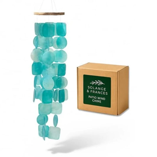 Capiz Shells Wind Chimes Patio Decor Garden Decor. Wind Chimes for Outdoors Unique Birthday Gifts for Women Ideas Turquoise