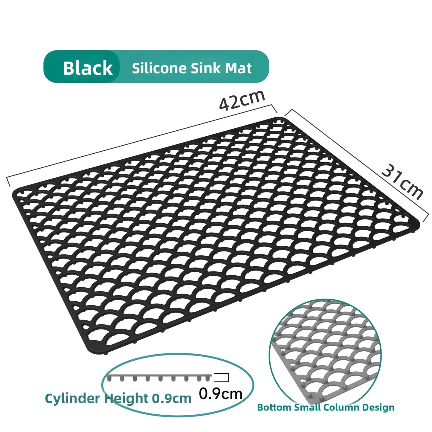 Kitchen Sink Silicone Mat Anti-Scratch Honeycomb Pad Dishwashing Basin Hollow Bottom Draining Pad Non-Slip Sink Mat