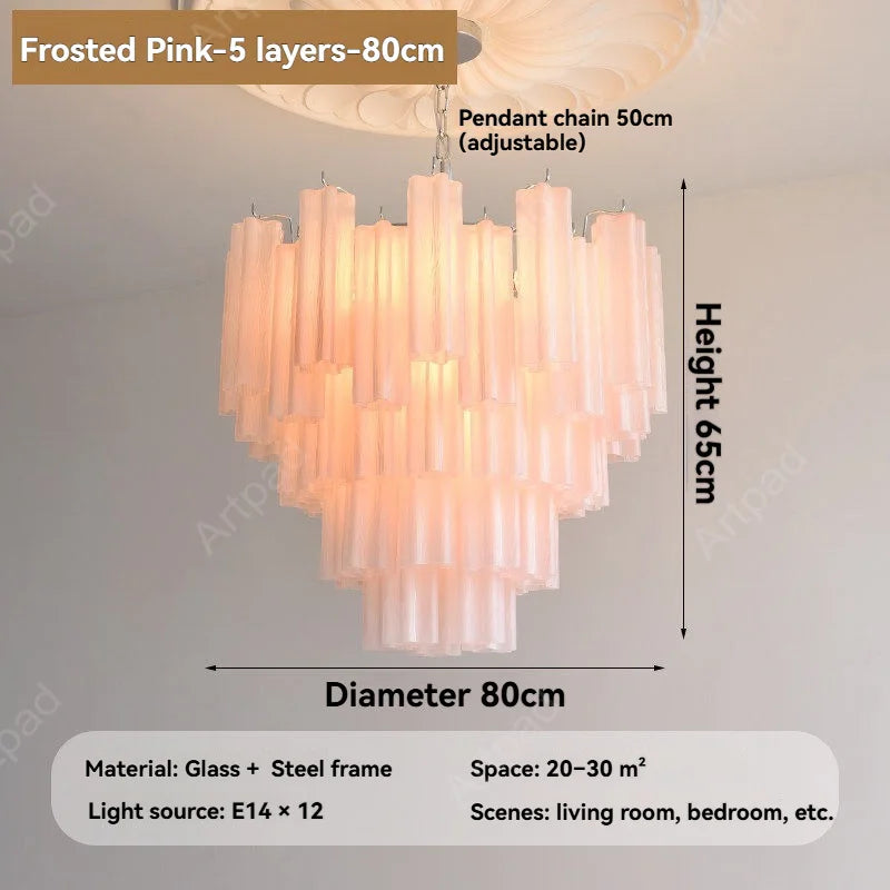 Round Murano Glass Chandelier Crystal Tube LED Ceiling Light for Living Room Dining Room Bedroom Luxury Modern Home Decor Lamp