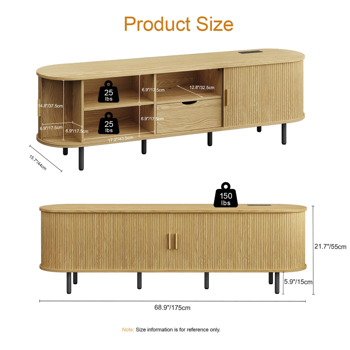 69" TV Stand w/ Power Outlet for TVs up to 80", Entertainment Center w/ Storage & Drawer, TV w/ Adjustable Shelves