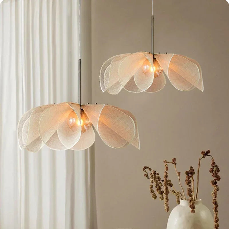 Vintage Fabric Ceiling Pendant Light Wabi Sabi Japan Ceiling Hanging Lamp Living Room Restaurant Hotel Chandelier Mood Light