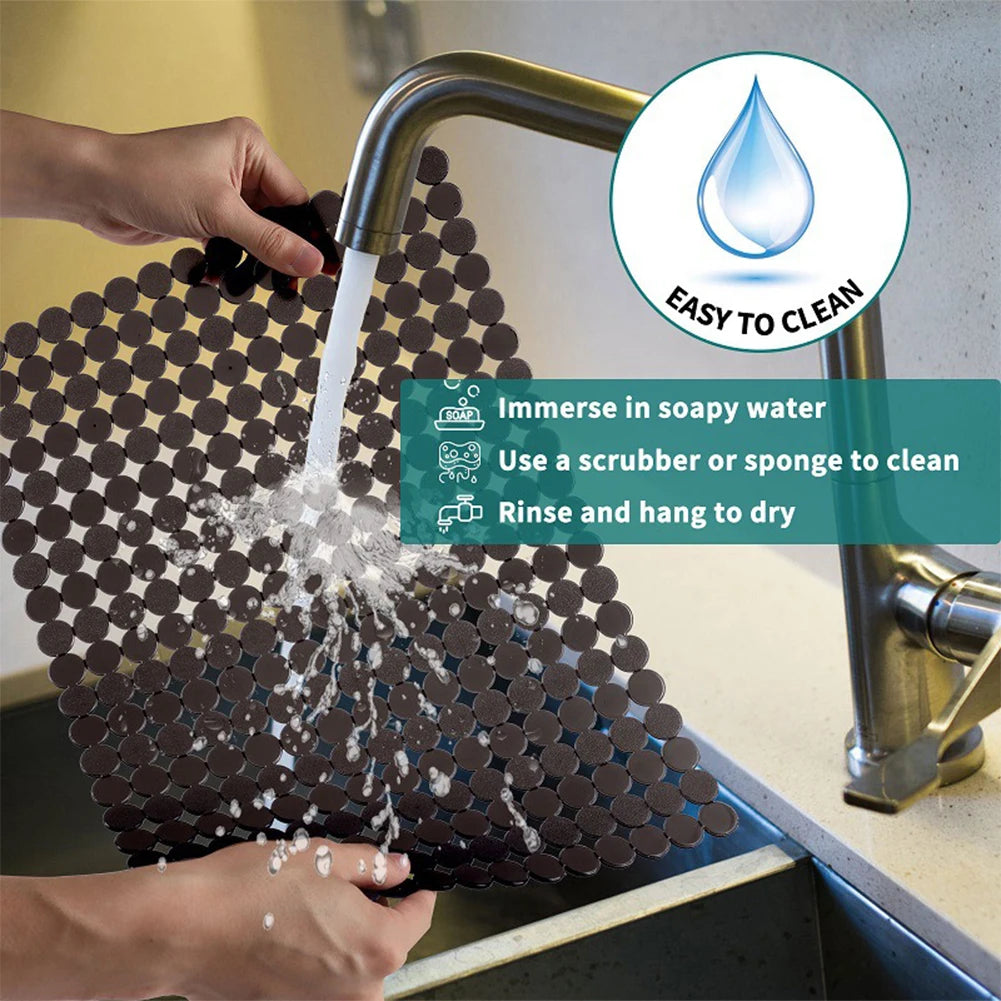 2PCS Sink Protectors Good Grip Sink Mat for Kitchen Large Multifunctional PVC Heat resistan Sink Mat Protector for Home Bathroom