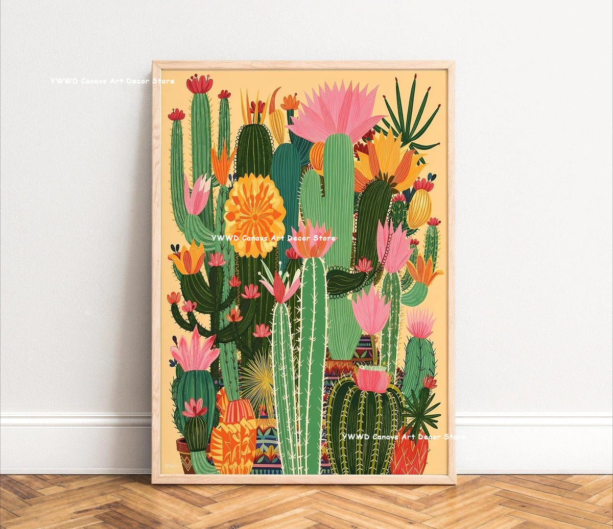 Bohemian Cactus Desert Canvas Poster Mexico Smallest Architectural Artwork Western Plant Wall Art Print for Modern Home Decor