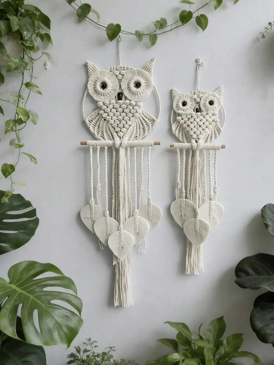 Macrame Owl Wall Hanging Handmade Boho Owl Decor For Nursery, Bedroom Or Entryway