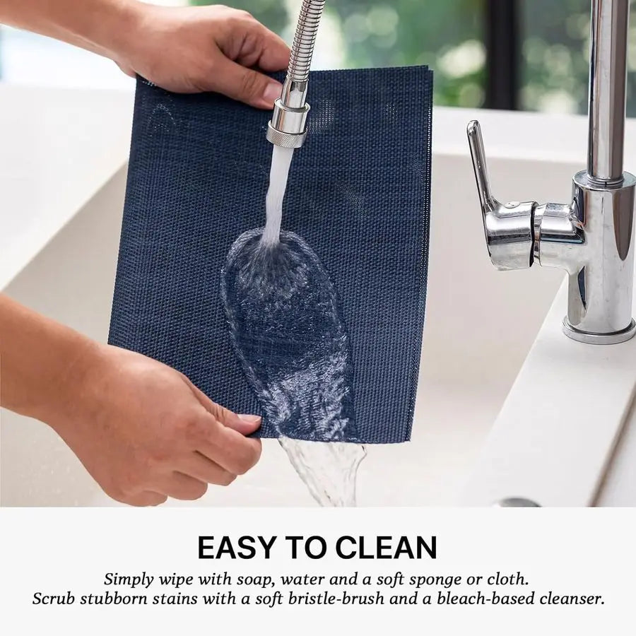 PlaceMats Set of 12 Vinyl Plastic Woven Place Mats for Kitchen Table Indoor Outdoor Washable PlaceMats Wipeable Dining Table Mat