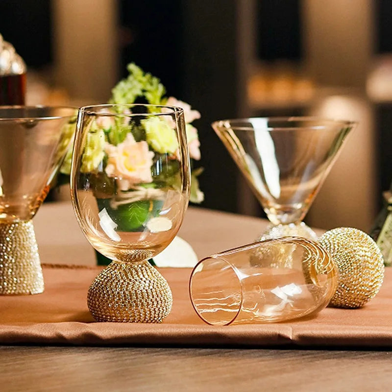 Light luxury European diamond glass wine glass, high value, diamond-wrapped red wines pirit cup, high-end whisky