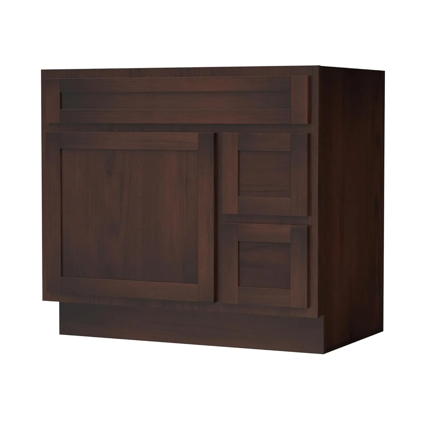36 Inch Single Shutter Door Bathroom Vanity Base Cabinet with 2 Functioning Shaker Drawers, Strudy Floor Mount, Customized