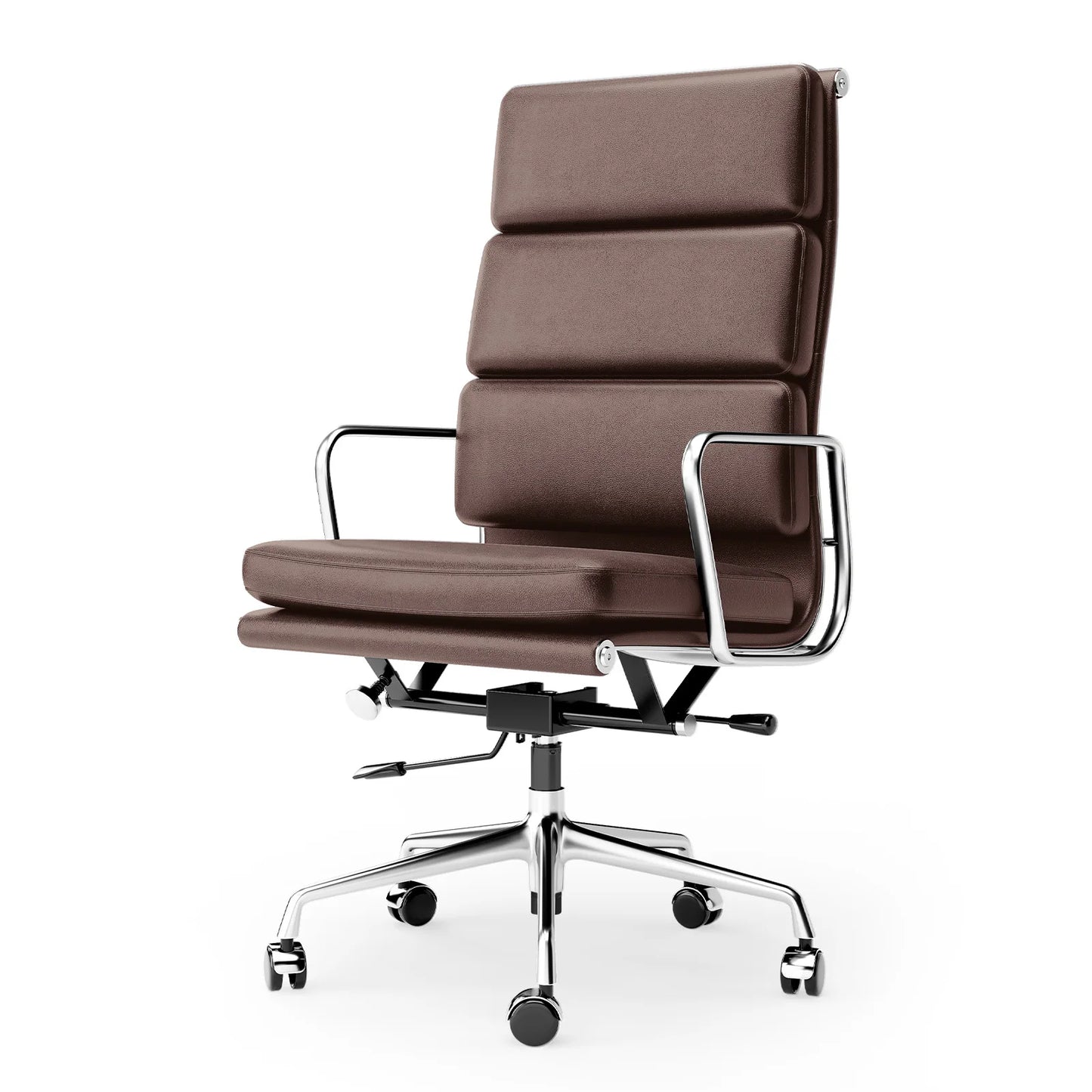 Mid Back White Soft Pad Office Chair Genuine Leather Executive Desk with Lumbar Support Ergonomic Computer Chair
