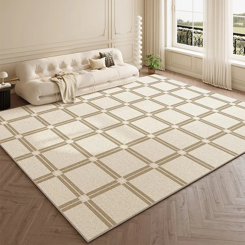 French Living Room Carpet Beige Lines Light Luxury High-end Retro Floor Mats Large Area Cream Style Bedroom Sofa Rug Ковер Tapis