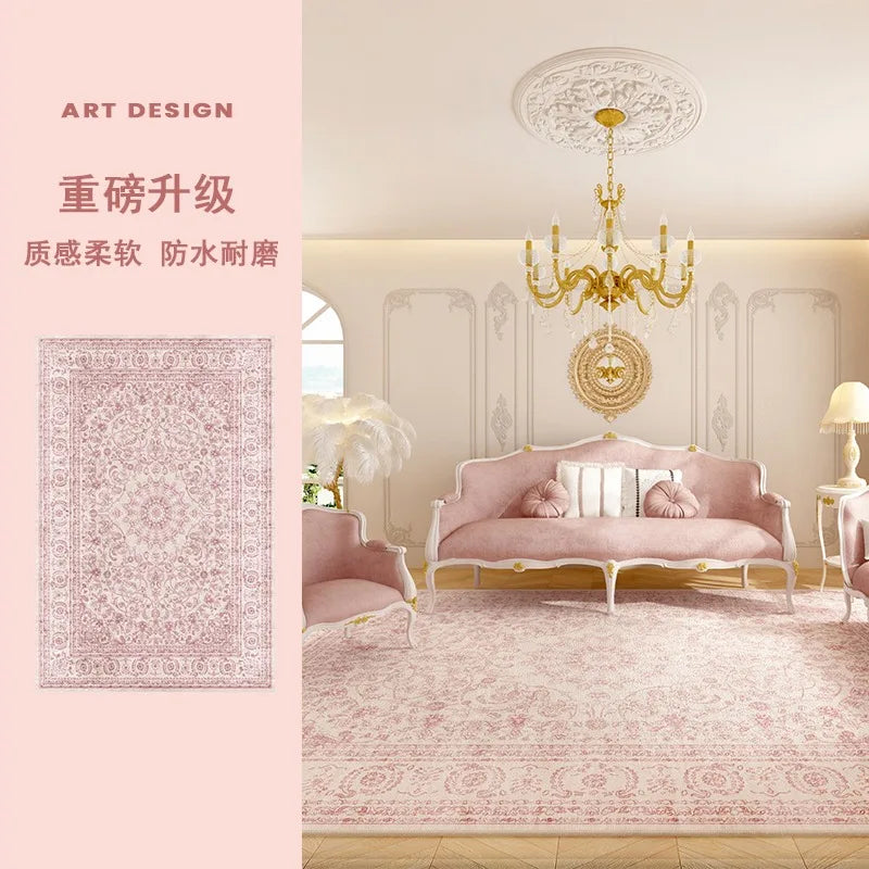 Pink Living Room Carpet Light Luxury High-end Persian Bedroom Bedside Rug Large Area Retro Velvet Cloakroom Floor Mat Ковер 양탄자