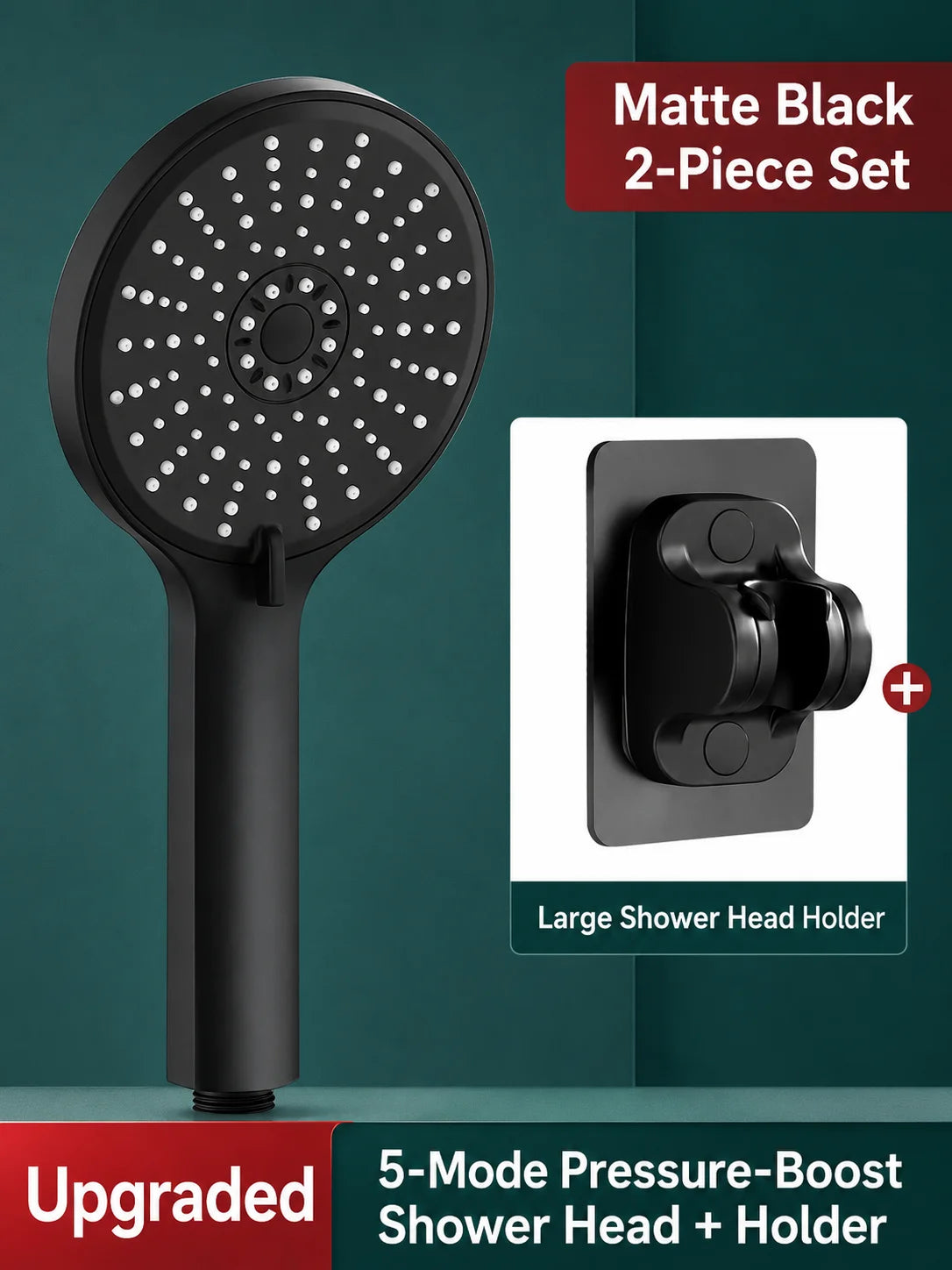 Universal High Pressure Shower Head Handheld Water Saving Booster Showerhead with Silicone Nozzles for Bathroom Accessories