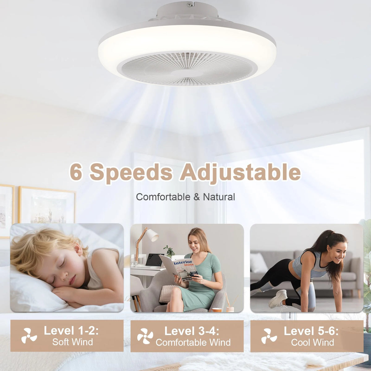 Simple Ceiling Fan Lights for Bedroom Remote Control Living Room Electric Fan Three-color Dimmable Ceiling Fan Light