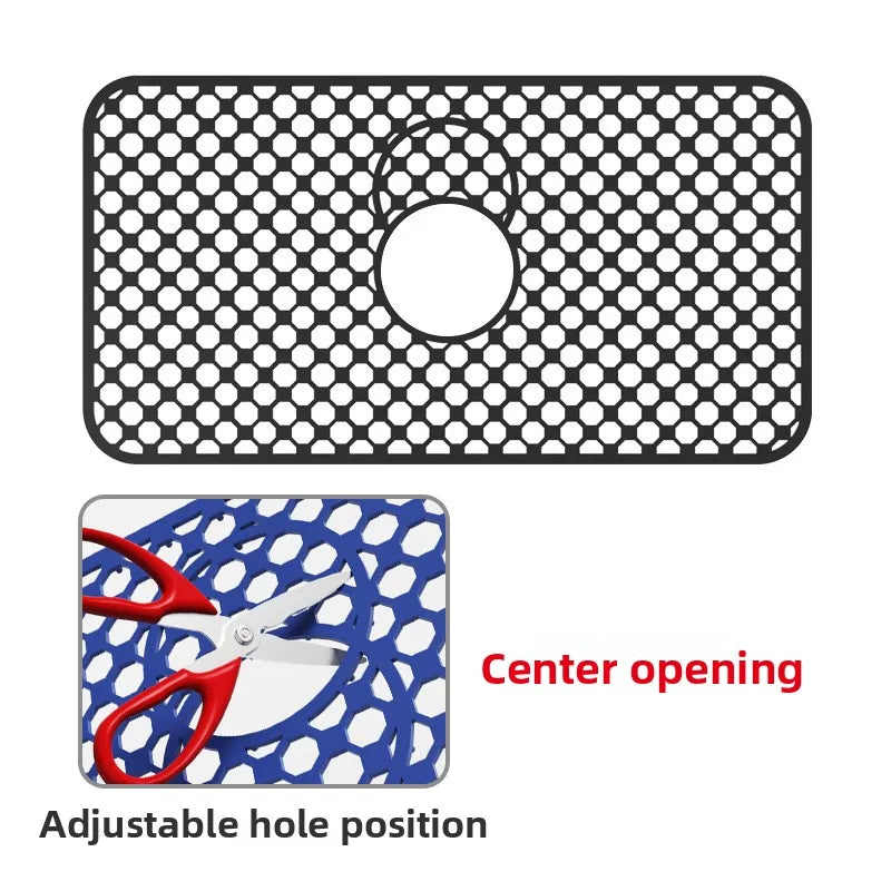 Kitchen Sink Silicone Mat Anti-Scratch Honeycomb Pad Dishwashing Basin Hollow Bottom Draining Pad Non-Slip Sink Mat