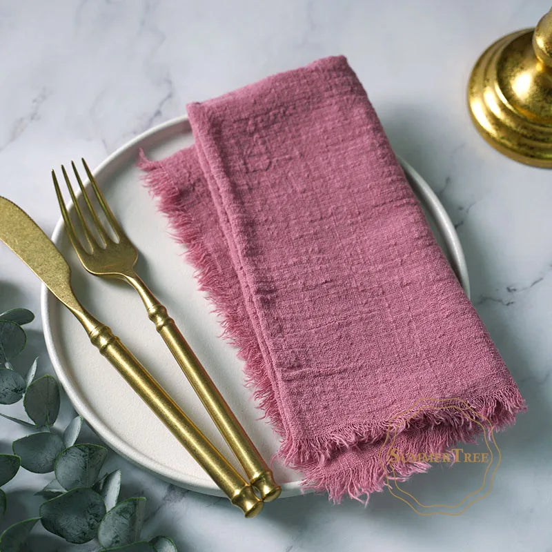 10pcs Napkins 41x41cm Cotton Cloth Gauze Retro Burr Rustic Towel Dining Place Mats Wedding Party Linen Fabric Table Decoration