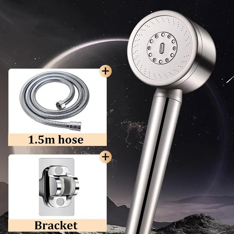 304 Stainless Steel Filter Pressure-Boosting Adjustable Handheld Showerhead Household Bathroom Shower Set Three-Speed Showerhead