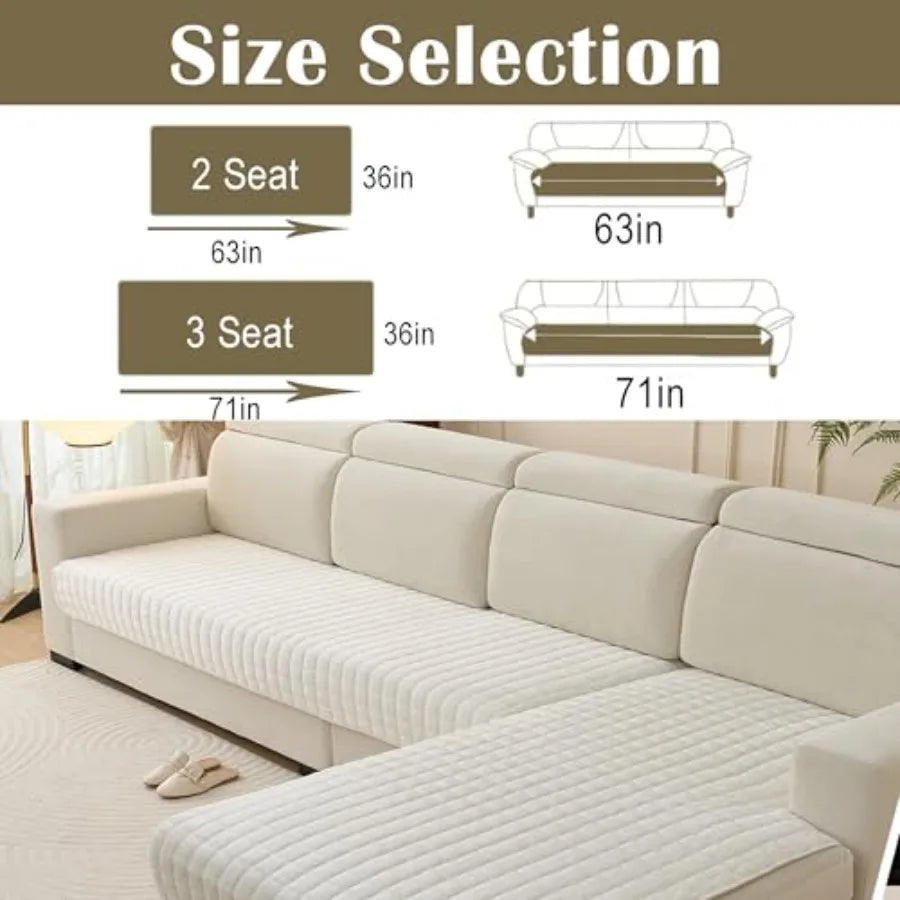 Couch Cover Pack of 2, L Shaped Sectional Sofa Covers Washable, Velvet Fuzzy Sofa Slipcovers for 3 Cushion Couch cover, Non-Sli