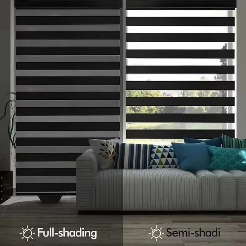 Cordless Design Factory Price Room Darkening Thermal Insulation Spring Control Manual Zebra Blinds For Hotel