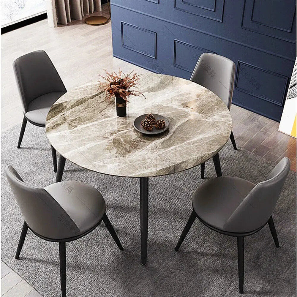 Modern Round Kitchen Dining Table Marble Top 80cm Diameter Living Dining Room Restaurant Island Table for 4 Seat