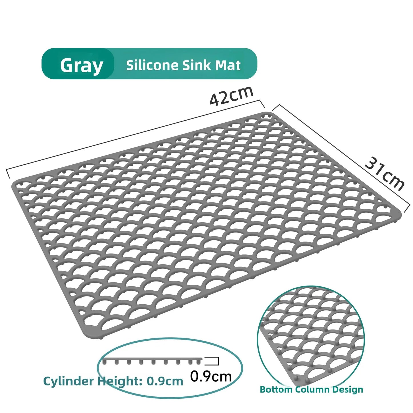 Kitchen Sink Silicone Mat Anti-Scratch Honeycomb Pad Dishwashing Basin Hollow Bottom Draining Pad Non-Slip Sink Mat