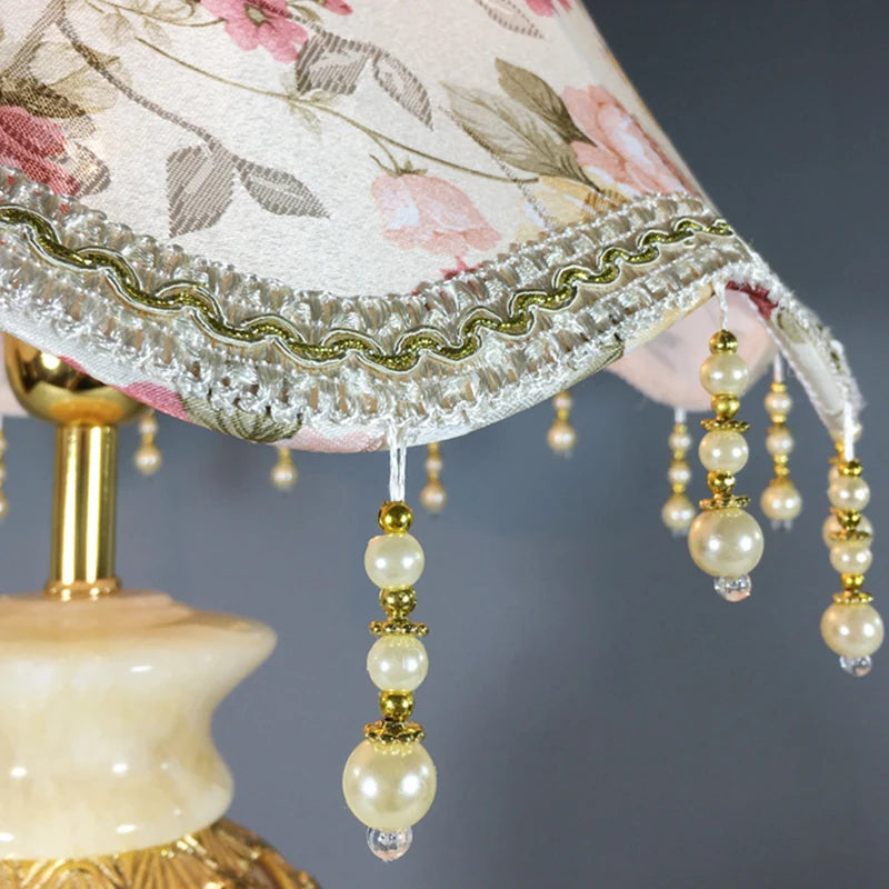 Retro Fringe Beads Lamp Cover E27 Cloth Pearl Tassel Table Lamp Shade Bedroom Wall European Style