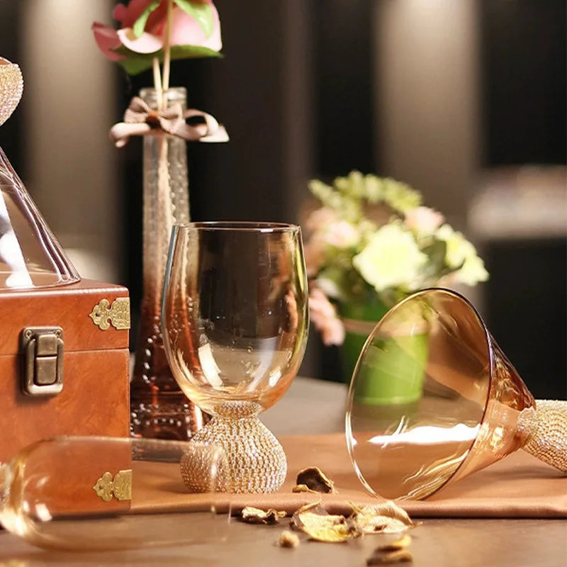 Light luxury European diamond glass wine glass, high value, diamond-wrapped red wines pirit cup, high-end whisky