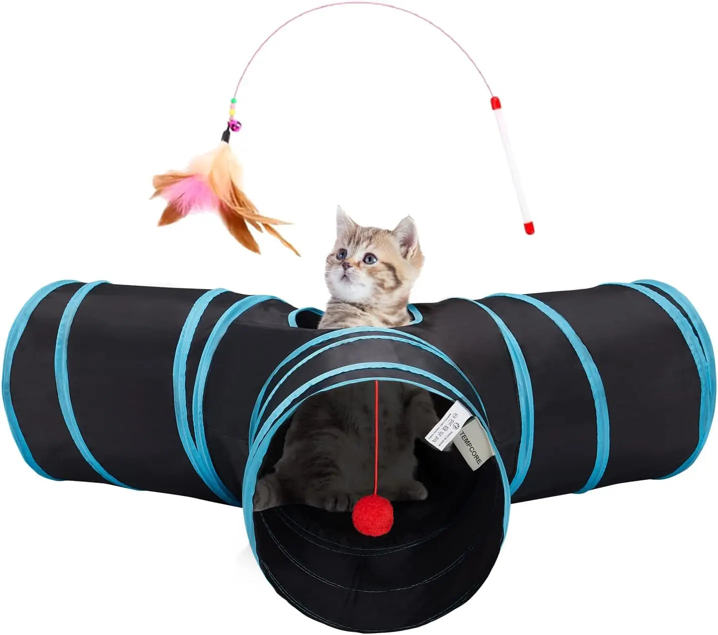 Pet Cat Tunnel Tube Cat Toys 3 Way Collapsible Tunnels for Indoor Cats Kitty Bored Peek Hole Toy Ball  cat accessories
