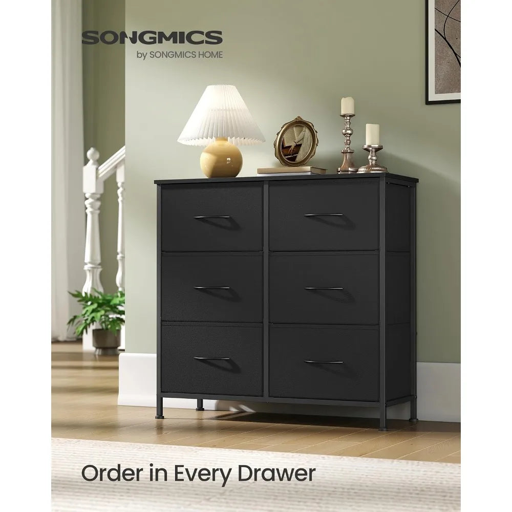 Dresser with 6 Drawers for Bedroom and Storage, Modern Design in Black