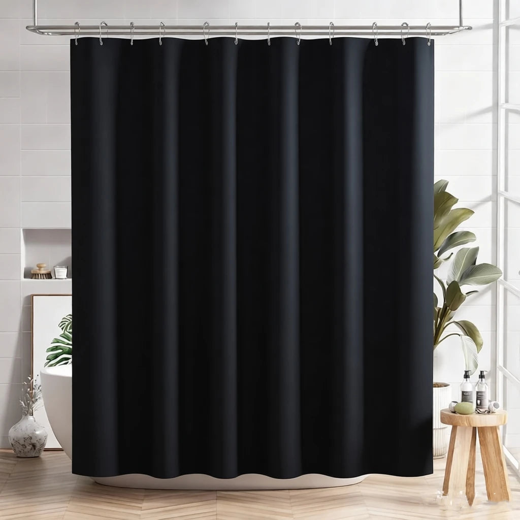 1pc Waterproof Gray Polyester Shower Curtain with Metal Grommets, 180*180cm Durable Fabric Bath Curtain for Bathroom Partitions