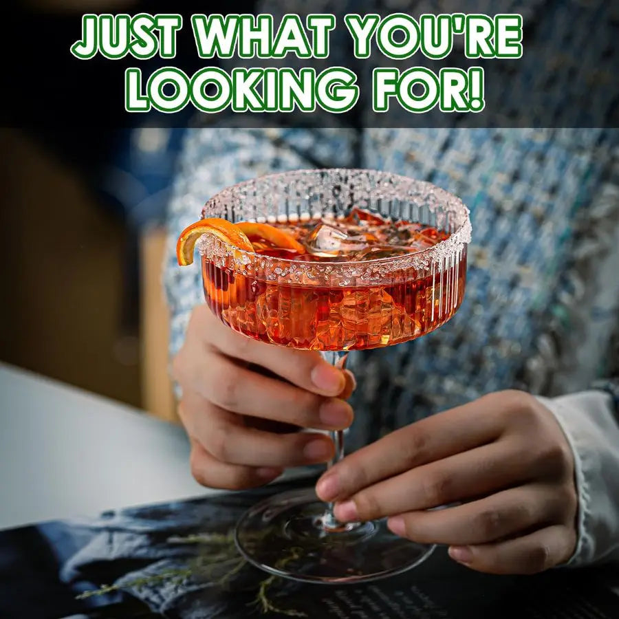 12 Pcs Acrylic Martini Glasses, 10oz Shatterproof Plastic Champagne Tower, Unbreakable Ribbed Coupe Glasses, Stem Cocktail Glass
