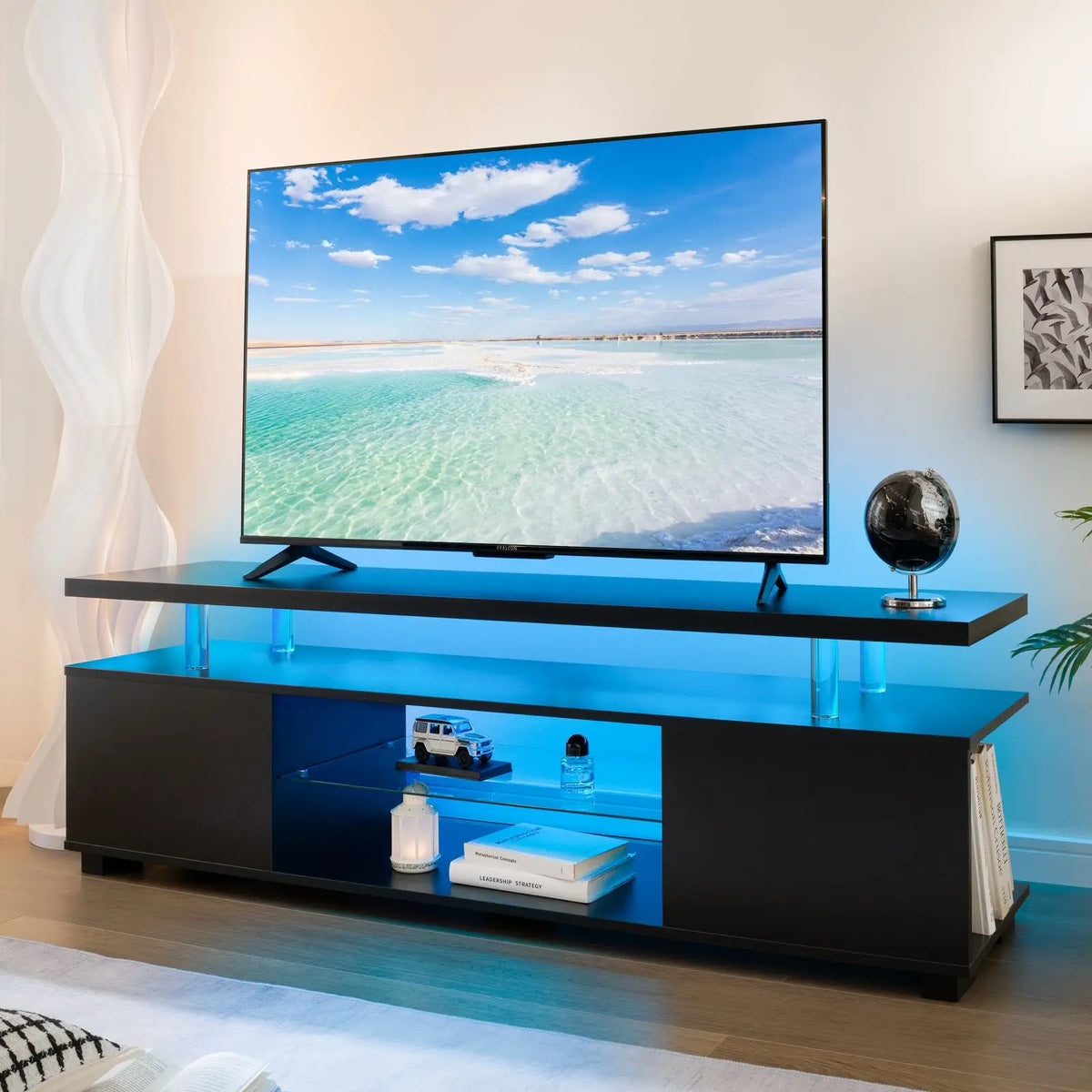 Cubehom TV Entertainment Center LED TV Stand, Gaming Center for 50 inch TV, Modern TV Stand with Storage, TV Console for Gaming