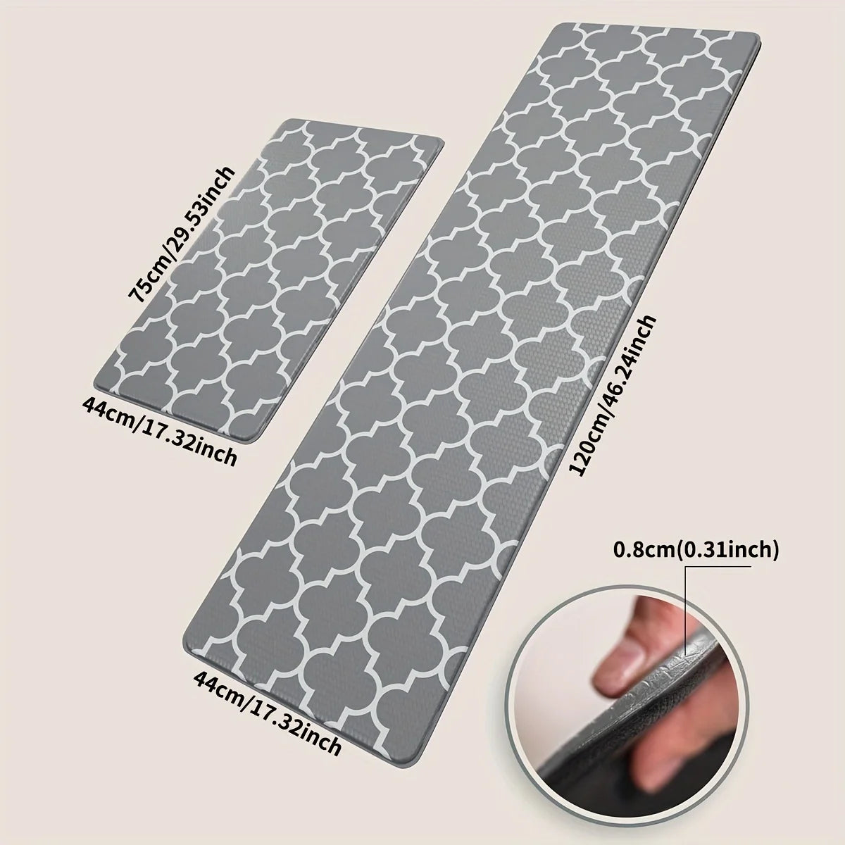 Anti-Fatigue Kitchen Mats Non-Slip Waterproof Kitchen Rugs and PVC Ergonomic Cushioning Rugs