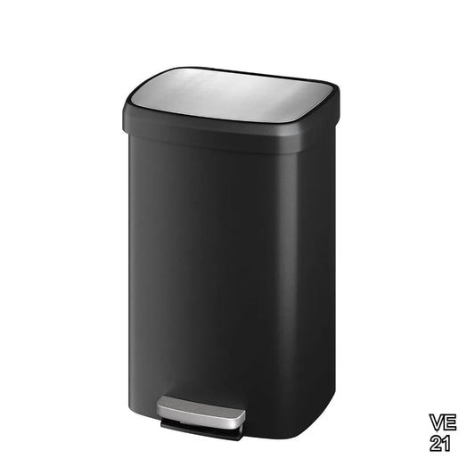 13 Gallon Plastic Trash Can with Lid, Step-On Kitchen Garbage Bin, Soft Close, Black