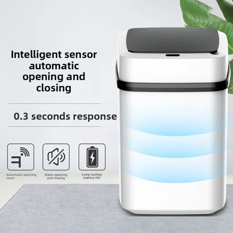 Smart Automatic Sensor Trash Can 13L Touch‑less Waterproof Garbage Bin 0.3s Fast Response For Kitchen Bathroom Household