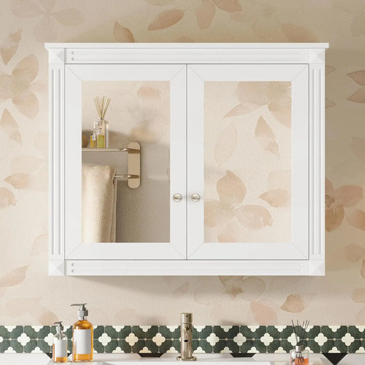 Bathroom Medicine Cabinet with Mirror Door & Adjustable Shelves, 36" x 28" Wall Mounted Bathroom Storage Cabinet, Customized