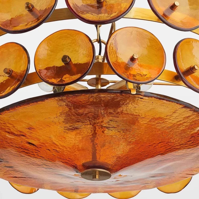 French Retro Brown Glass Pendant Lights Living Room Bedroom Restaurant Kitchen Hotel Luxury Chandeliers Home Decor Lamps Fixture