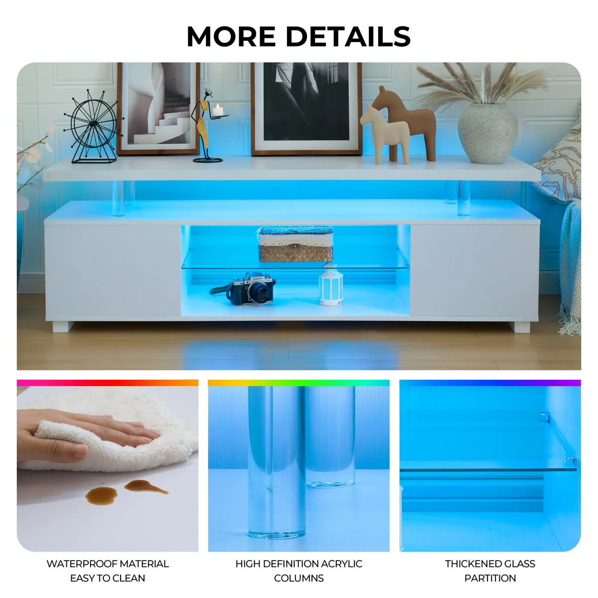 Cubehom TV Entertainment Center LED TV Stand, Gaming Center for 50 inch TV, Modern TV Stand with Storage, TV Console for Gaming
