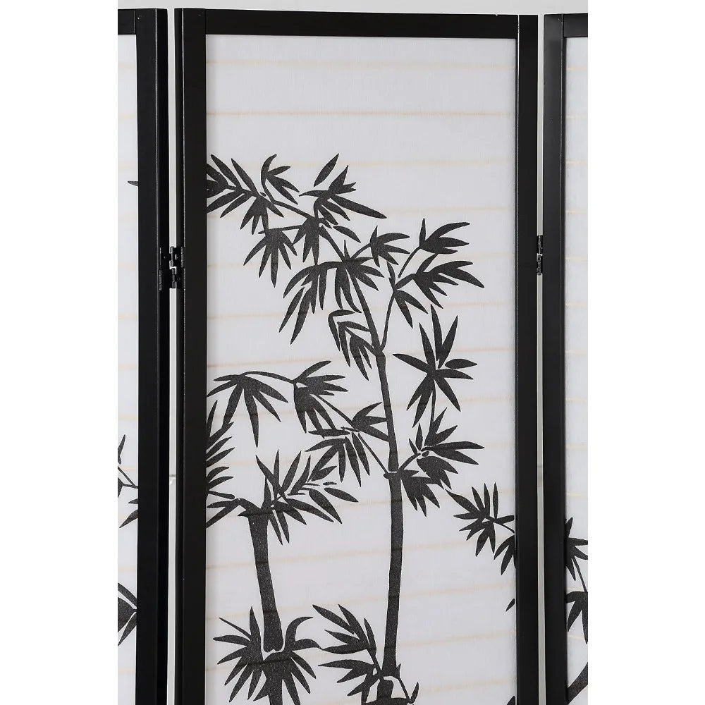 3-Panel Oriental Shoji Room Divider Screen, Black - Japanese-Inspired Privacy Panel, 71" Tall