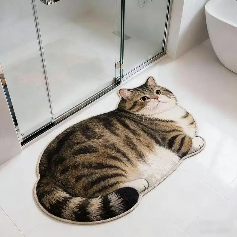 High Absorption Non Slip Cat Design Bath Mat in Diatomite for Quick Drying