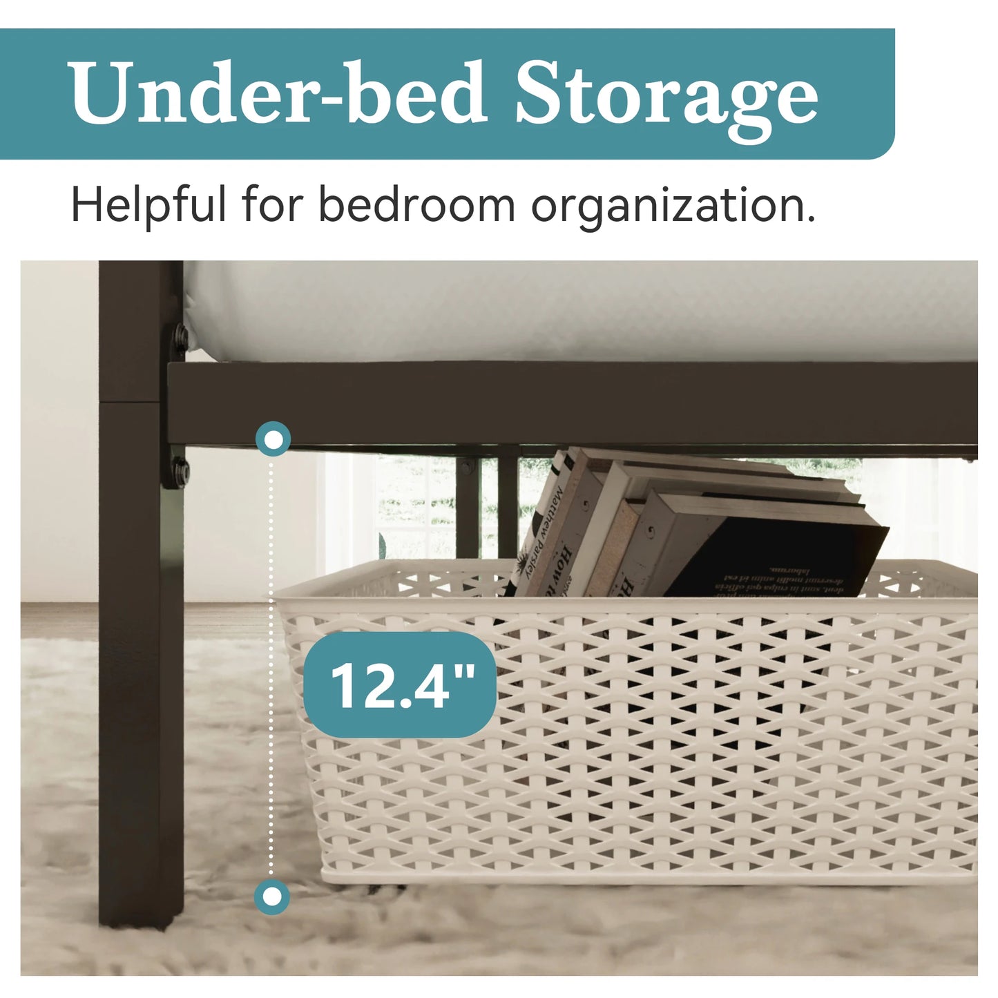 HOOMIC Canopy Bed Frame, Enhanced 4-Poster, 3-Metal Crossbar, No Box Spring Needed, Easy Assembly