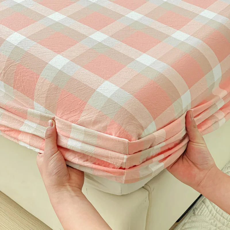 Pure Cotton Fitted Sheet Adults Kids Room Bedsheets Single/Twin/Queen/King Size Bed Cover Soft Mattress Protector