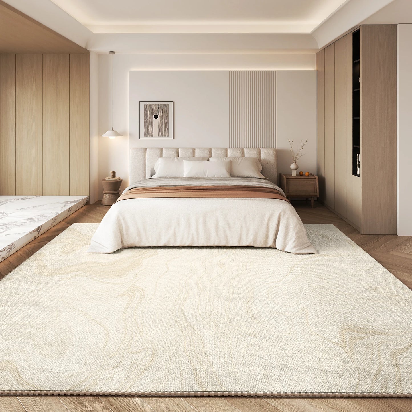 Cream Style Bedroom Decor Plush Carpet Thick Anti-slip Lounge Floor Mat Large Area Carpets for Living Room Fluffy Soft Study Rug
