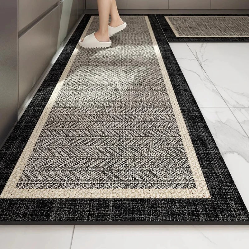 Kitchen Floor Mat Waterproof Oil-proof Carpet Pvc Leather Non-slip Foot Mats Long Rug Grey Minimalism Style Home Decoration Rugs