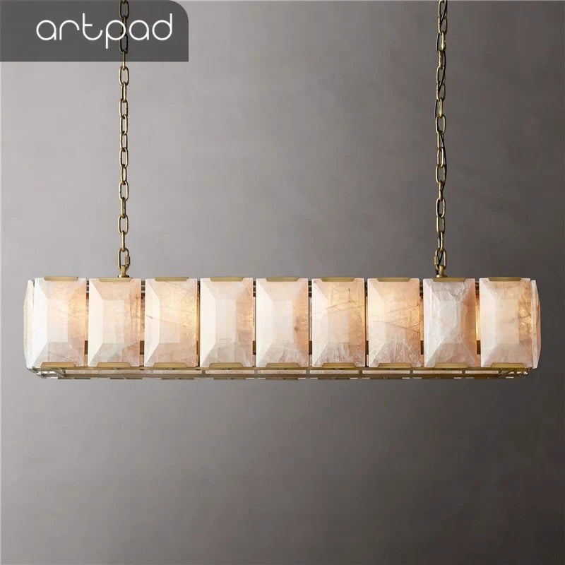 American Alabaster Pendant Chandelier Light for Living Room Dining Room Lustre Suspension Luminaire Lamp For Kitchen Island