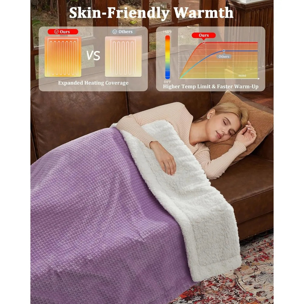 Garvee Ultra Soft Double-Sided Flannel Autumn Winter Blanket Heated Throw Blanket for Warm Bed Solid Cozy Nap Throw Electric Blanket for Sofa