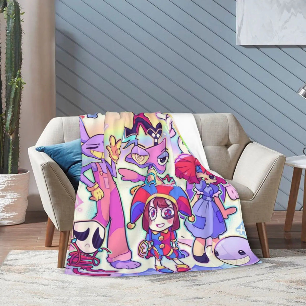 A-Amazing D-Digital Anime Circus Cozy Super Soft Flannel Blanket, Funny Game Theme Warm Throw Blanket For Living Room,Home Decor